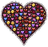 image of the heart in emoticons and kisses