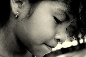 face of a child in profile closeup