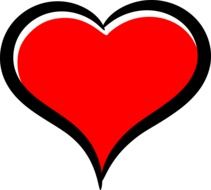 Drawing of a red heart with a black frame