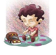 Child boy plays with Toy car