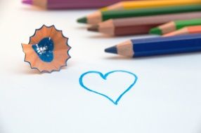 Blue Heart as a drawing with colored pencils