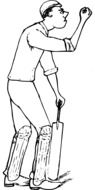 Black and white drawing of the man playing cricket clipart