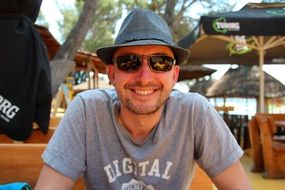 happy man with glasses