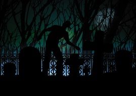 mystical photo of zombies in the cemetery