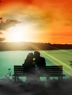 Couple at Romantic sunset