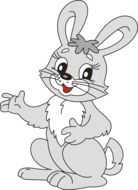 clipart of grey cheerful hare