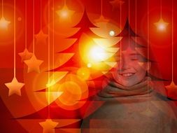 Christmas greeting card as a drawing