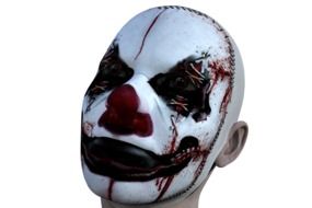 spooky clown head, dummy at white background