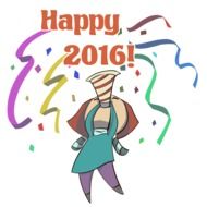 Happy New Year, illustration with cartoon celebrating person