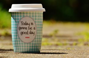 good day wishes on a glass of coffee