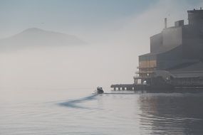 Mountain and lake Fog landscape
