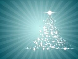 Christmas tree made from glare on a blue background