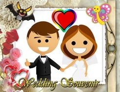 wedding card with bride and groom