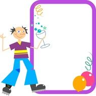 cartooned man in birthday party