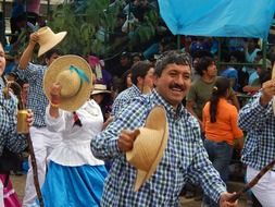 happy local people on Carniva,l Peru, Cajamarca