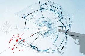 broken glass and blood splatter