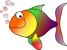 drawing of colored fish on a white background