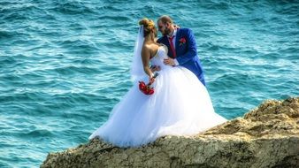 Bride and Groom on the rocks