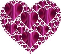 purple holographic hearts in the shape of a heart