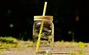 glass with straws for summer drinks