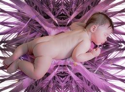 baby on a purple flower