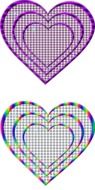 drawn Two checkered hearts drawn