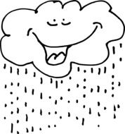 cloud with rain smiles cartoon drawing