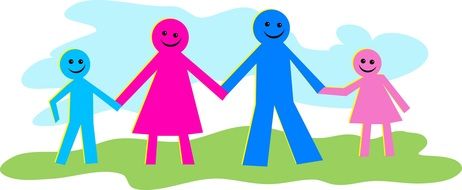 bright figures of a happy family