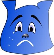 blue face of a sad bear drawing