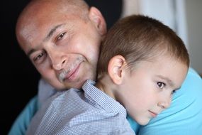 Father with the son in Budapest in Hungary