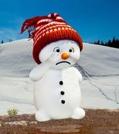 computer generated image of a crying snowman in spring