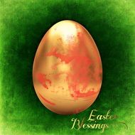 Easter green card with golden egg