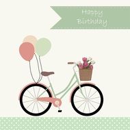 Happy Birthday, greeting Card with vintage bicycle