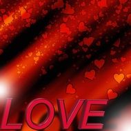 inscription love on a shiny red background