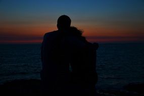 Silhouette Pair Romance Sunset