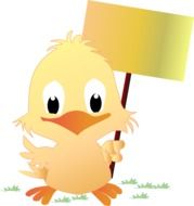 Happy Cute Chick with Sign, illustration