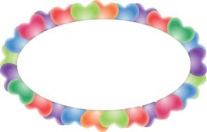 multi-colored heart oval frame