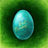 Easter greeting card with blue egg