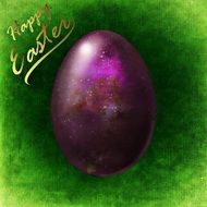 Easter greeting card with dark purple egg
