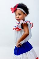 Dominican Girl with big red bow-knot Dress
