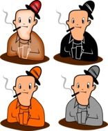 drawings of smoking men in different colors