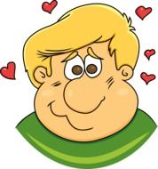 cartooned enamored man