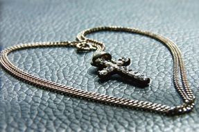 cross on chain in form of heart