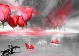 Graphic Tulips drawing
