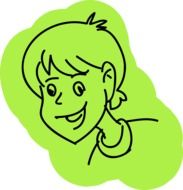 Happy Kid, drawing on green background