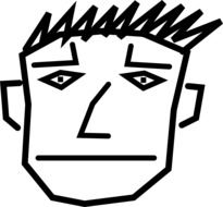 drawn head of a man with tousled hair