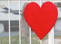 red heart on the metal fence