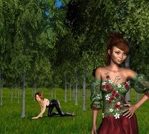 fantasy girls in the forest