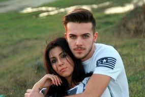 couple in love posing outdoors