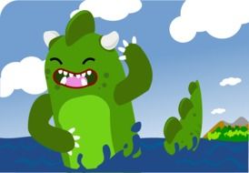 graphic image of godzilla in water